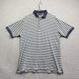 Pierre Cardin Shirt Mens Size Medium Blue Striped Short Sleeve Polo Rugby